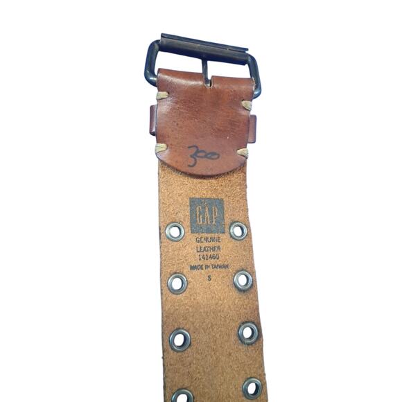 Y2k Gap Gromet Genuine Leather 2" Belt Women's Small Grungecore Distressed Prep - Picture 4 of 9
